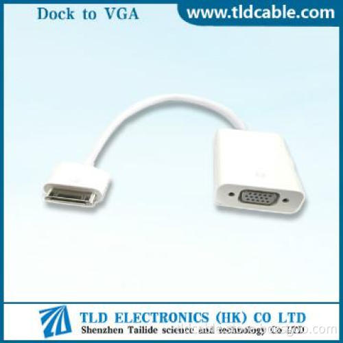 White Dock to VGA Adapter Cable for iPad